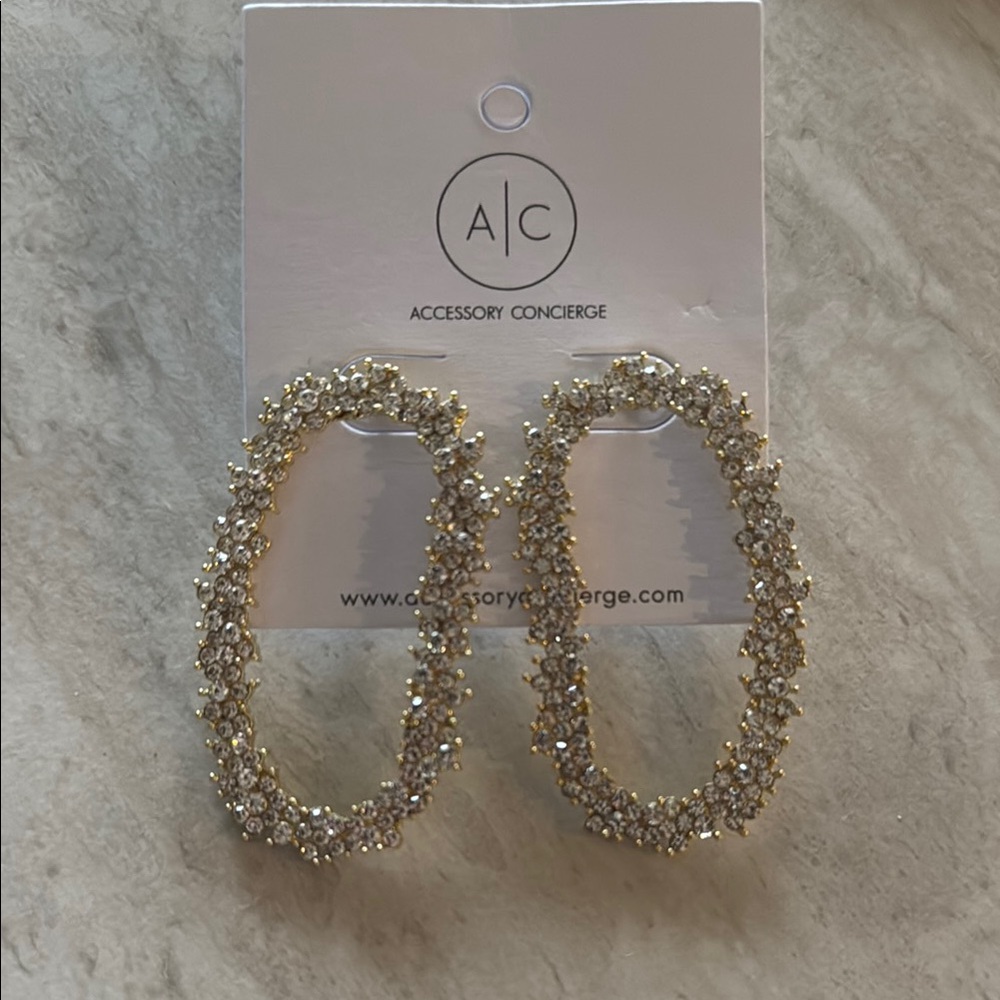 NIB Accessory Concierge Gold Oval Earrings